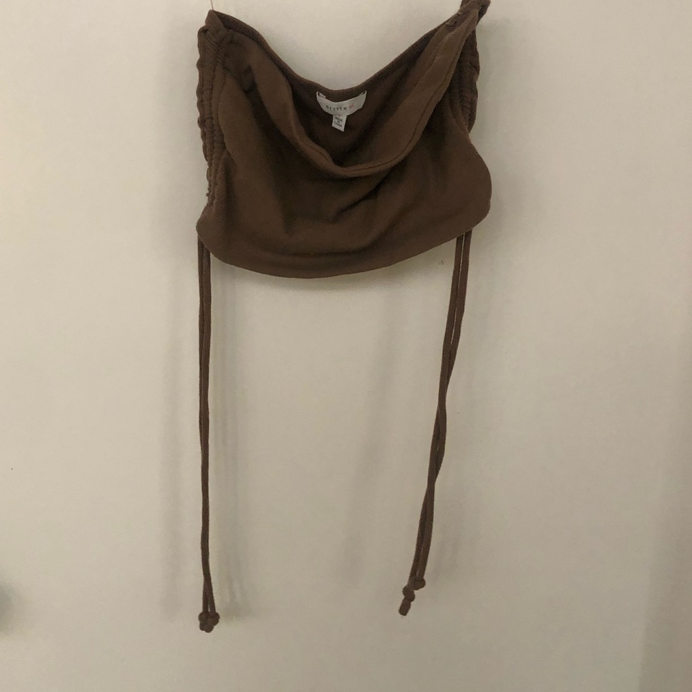 Strapless tie side crop top